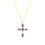 Collier or jaune 375 améthystes zirconias 45 cm - vue 1