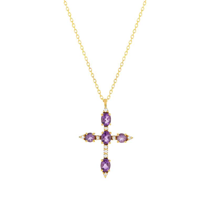Collier or jaune 375 améthystes zirconias 45 cm - vue 1