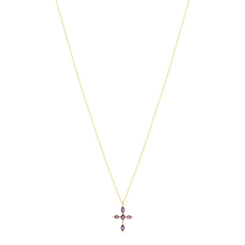 Collier or jaune 375 améthystes zirconias 45 cm - vue 2