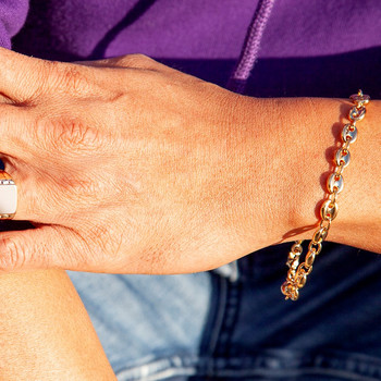 Bracelet plaqué or maille grain de café 21 cm