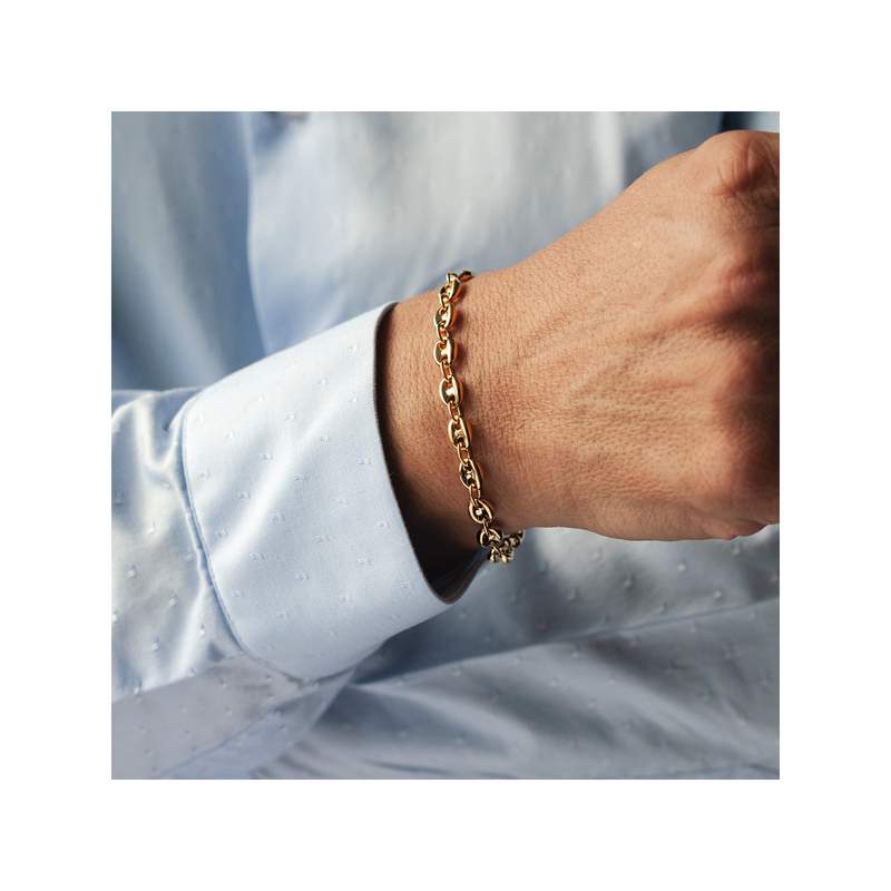 Bracelet plaqué or maille grain de café 21 cm - vue porté 2