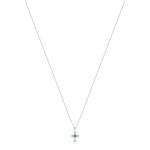 Collier or blanc 375 émeraude diamants 45 cm - vue 2