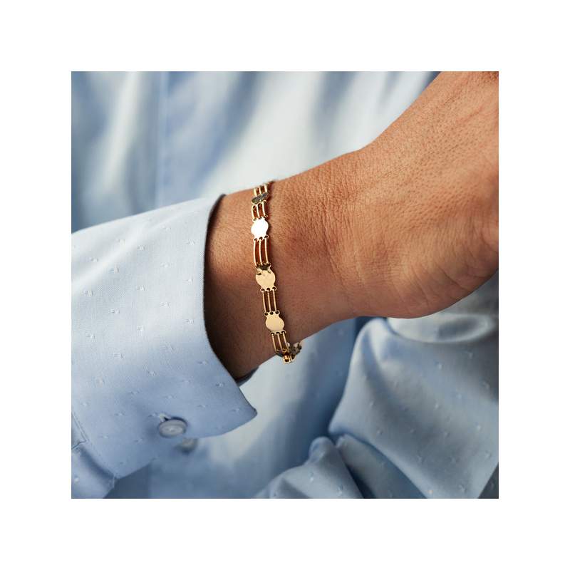 Bracelet plaqué or fantaisie 19,5 cm - vue porté 1