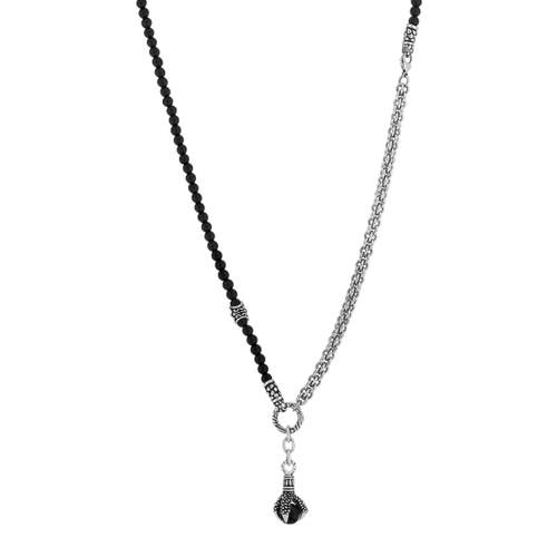 Collier acier onyx 69 cm