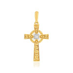 Croix or jaune 375 diamant - vue 1
