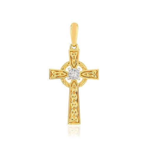 Croix or jaune 375 diamant