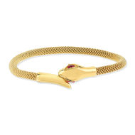 Bracelet or 750 jaune serpent rubis 17 cm