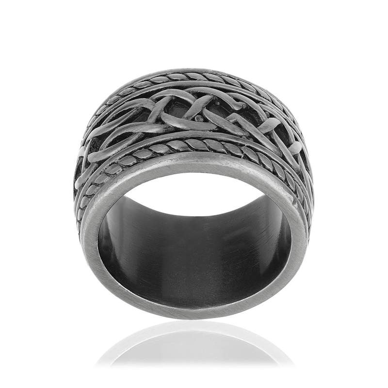 Bague acier tressée - vue 1