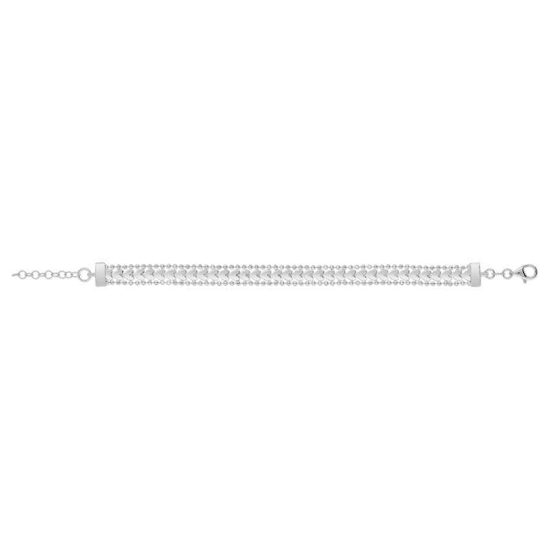 Bracelet argent 925 maille coeurs 19.5 cm - vue 2