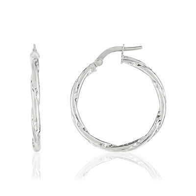 Gold hoop earrings 375 white diamanté 20 mm