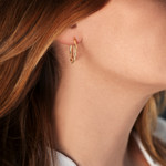 Gold hoop earrings 375 yellow diamond 24.8 mm - view worn 1