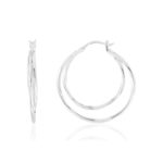 Créoles argent 925 double anneau 30 mm - vue 1