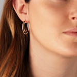 Créoles argent 925 double anneau 30 mm - vue porté 1