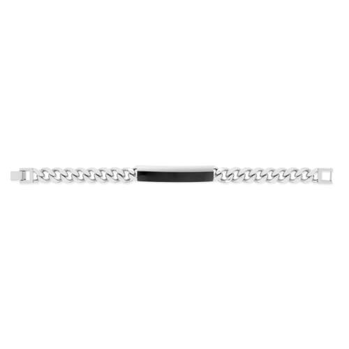 Bracelet acier plaque noire 21 cm