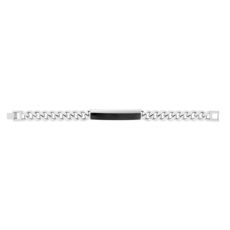 Bracelet acier plaque noire 21 cm - vue 1