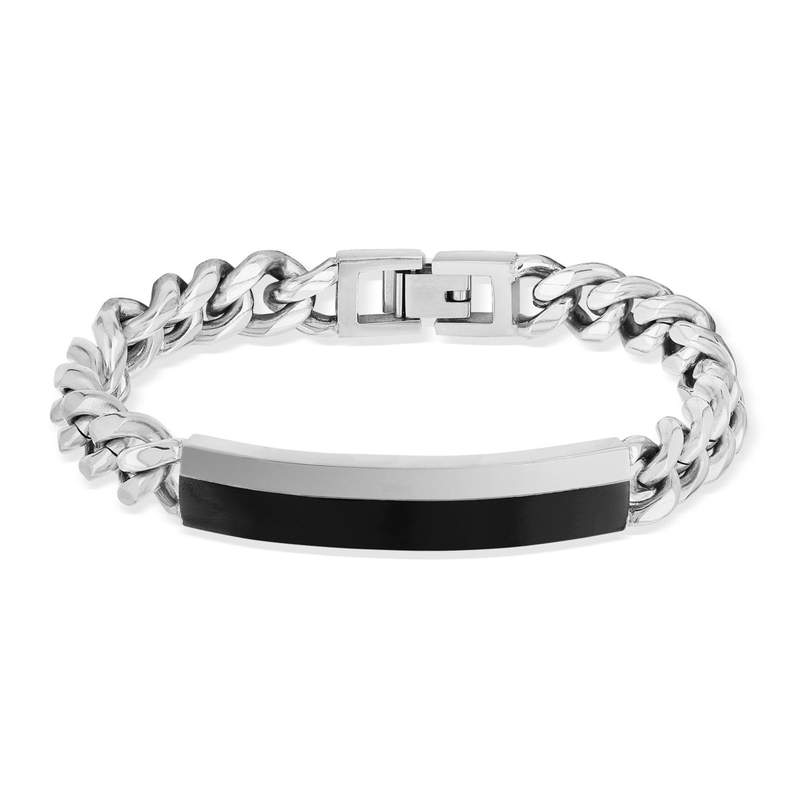 Bracelet acier plaque noire 21 cm - vue 2