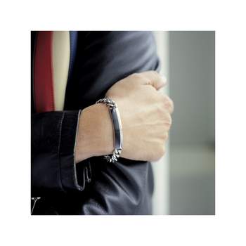 Bracelet acier plaque noire 21 cm
