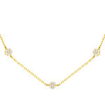 Collier or jaune 375 fleurs zirconias 45 cm - vue 1
