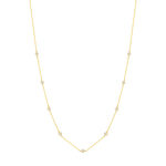 Geelgouden collier 375 zirkonia bloemen 45 cm - zicht 2