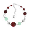 Bracelet argent 925 jades et pierres imitation rouges 23 cm - vue V1