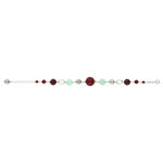 Bracelet argent 925 jades et pierres imitation rouges 23 cm - vue 2