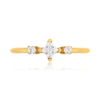 Gold ring 375 yellow trio zirconias