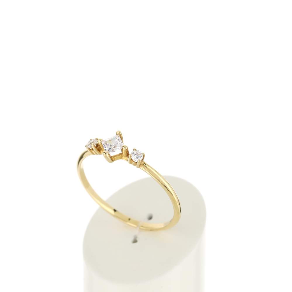 Bague or 375 jaune trio zirconias - vue 3