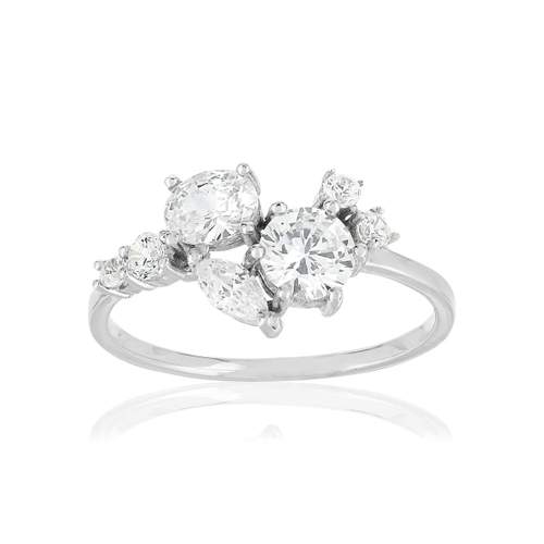 Bague or 375 blanc zirconias