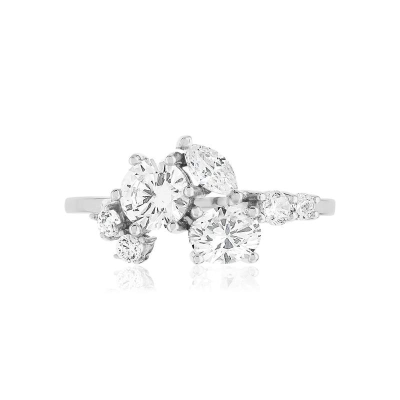Bague or 375 blanc zirconias - vue 3
