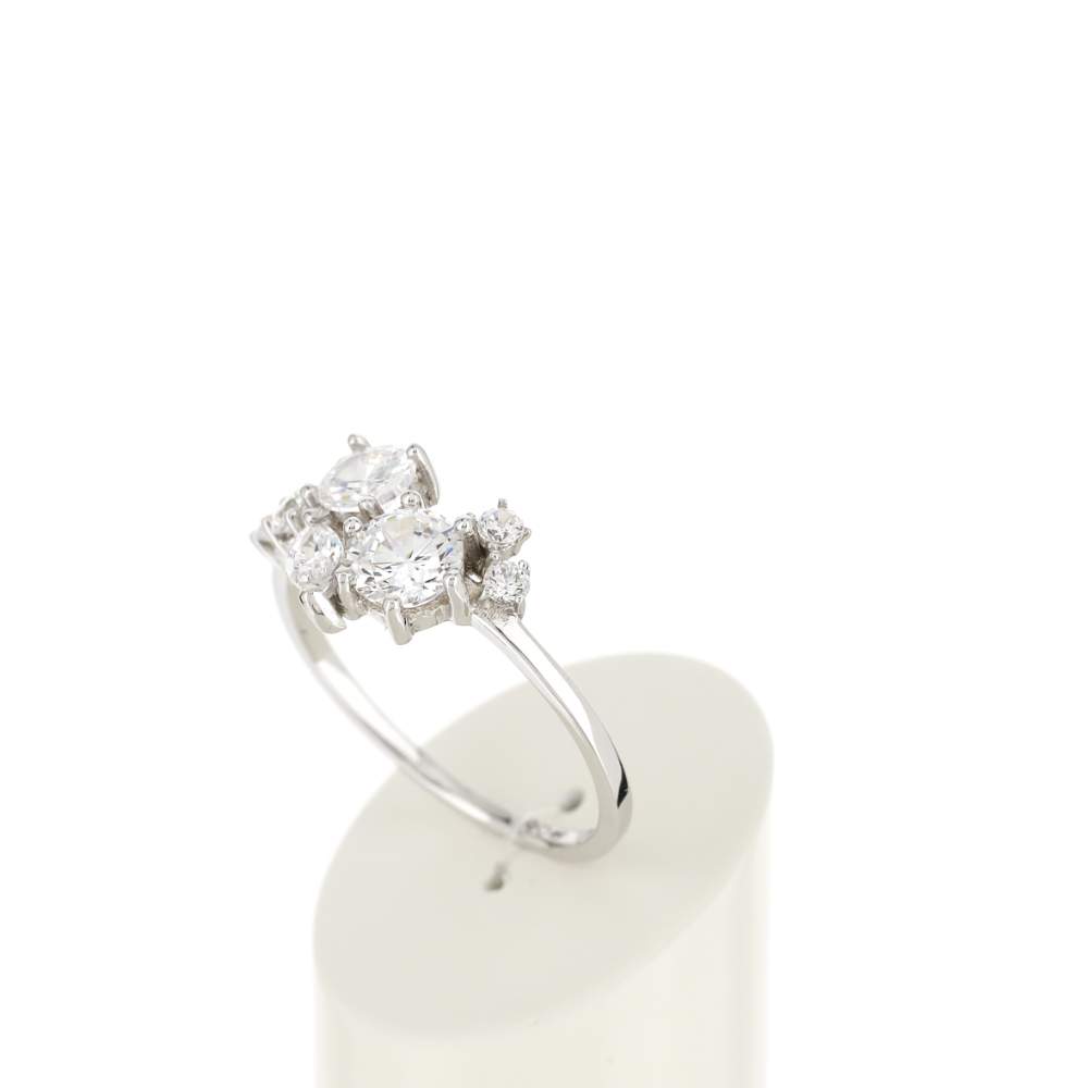 Bague or 375 blanc zirconias - vue 4
