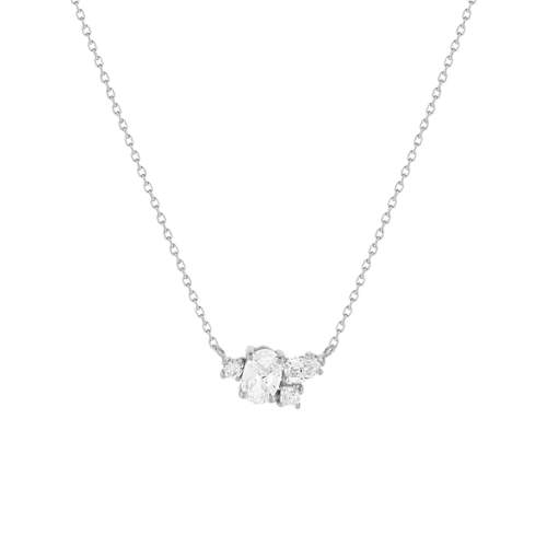 Collier or blanc 375 zirconias 45 cm
