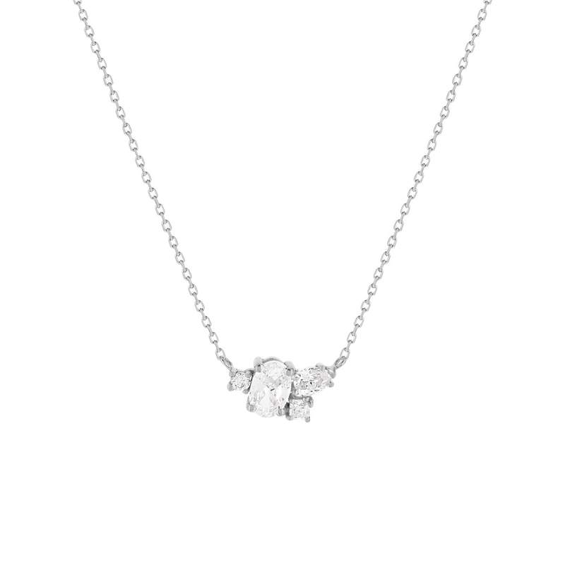 Collier or blanc 375 zirconias 45 cm - vue 1