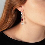 Boucles d'oreilles argent 925 pendants pierres imitation - vue porté 1