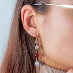 Boucles d'oreilles argent 925 pendants pierres imitation - vue porté 2