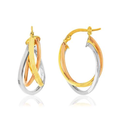 Boucles d'oreilles 3 ors 375 entrelacées