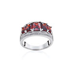 Bague argent 925 zirconias rouges - vue 1
