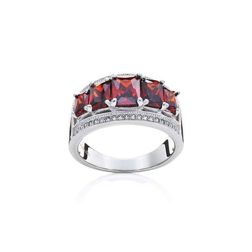 925 zilveren ring met rode zirkonia's