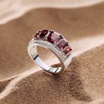 Bague argent 925 zirconias rouges - vue D1