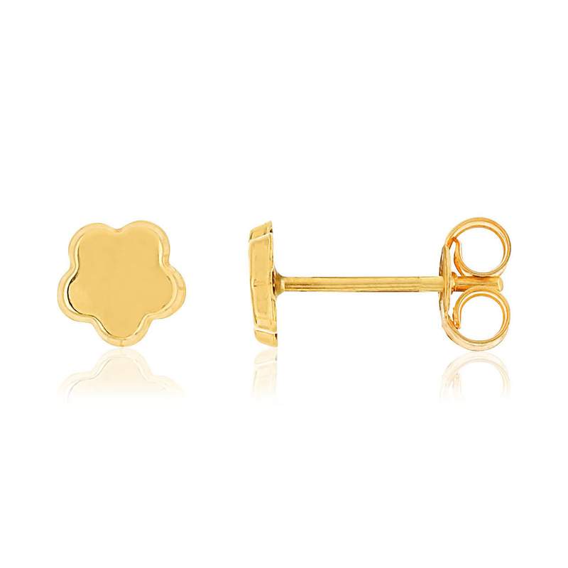 Boucles d'oreilles or jaune 375 fleurs - vue 1