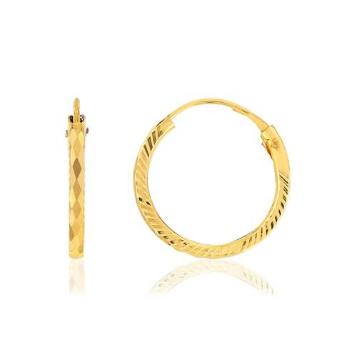 Créoles or 375 jaune diamanté 13 mm