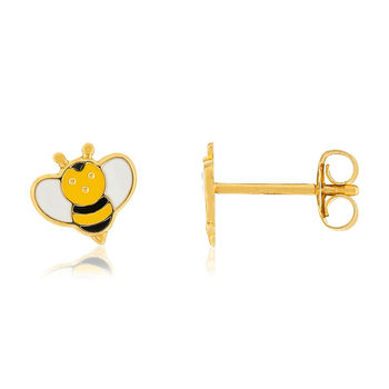 Boucles d'oreilles or 375 jaune laque abeilles