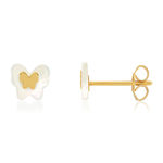 Boucles d'oreilles or jaune 375 papillons nacres - vue 1