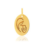 Médaille or 375 jaune ovale Vierge à l'enfant ouvragée - vue 1