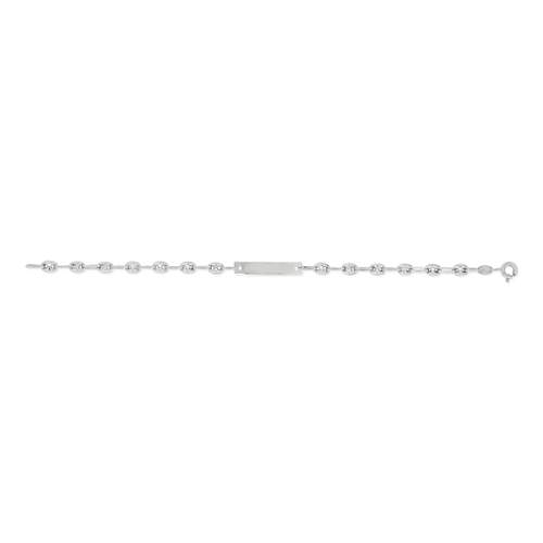 Bracelet identité or 375 blanc maille grain de café personnalisable 14 cm