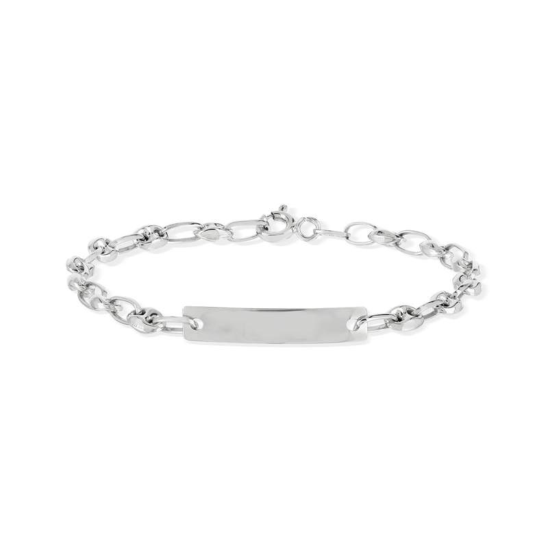 Bracelet identité or 375 blanc maille grain de café personnalisable 14 cm - vue 2