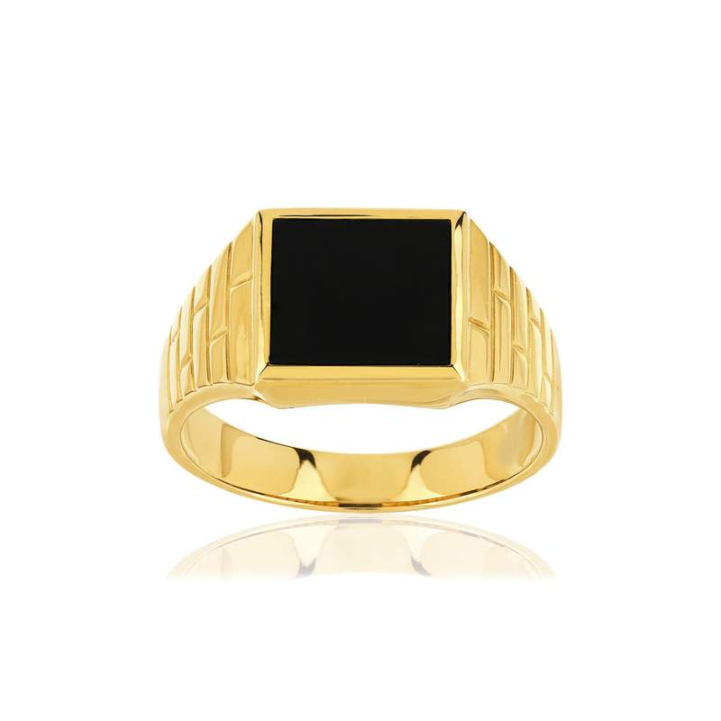Chevalière or 375 carrée onyx - vue 1