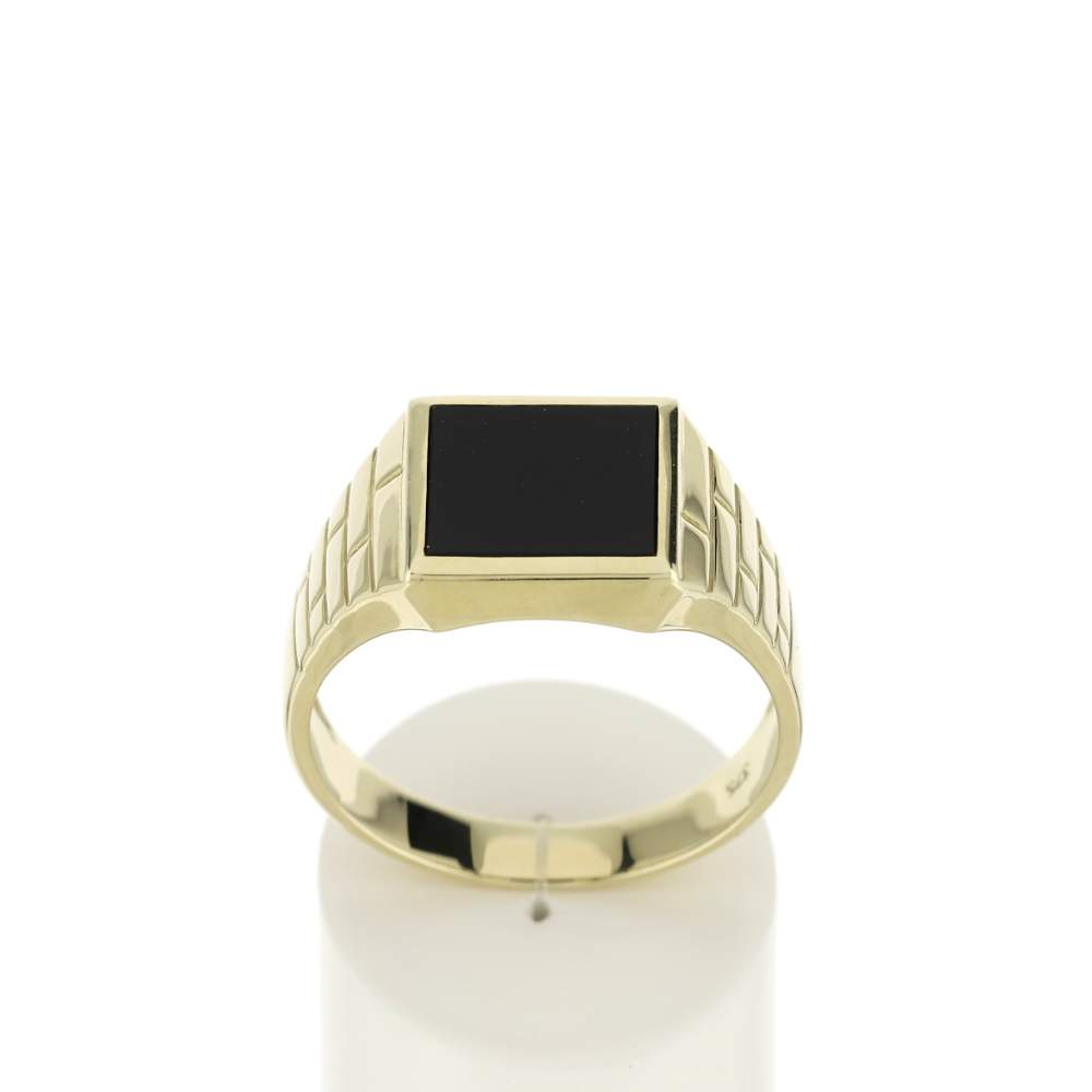 Chevalière or 375 carrée onyx - vue 1