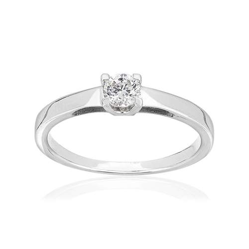 Solitaire or 750 blanc diamant synthétique 0,25 carat