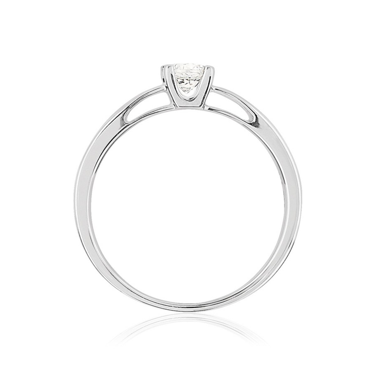 Bague solitaire or 750 blanc diamant synthétique - vue V2