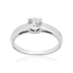 Solitaire or 750 blanc diamant synthétique 0,5 carat - vue 1
